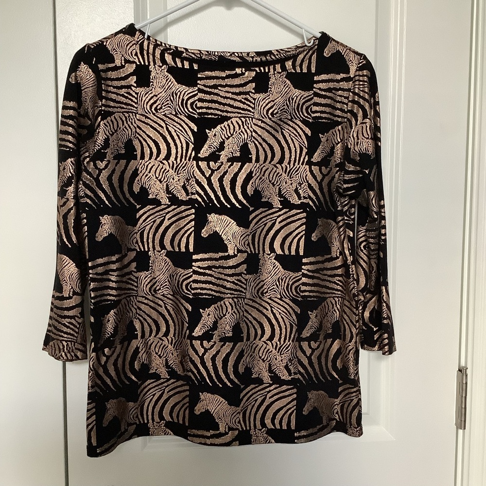 Rebecca Malone Black and gold Zebra Print Top